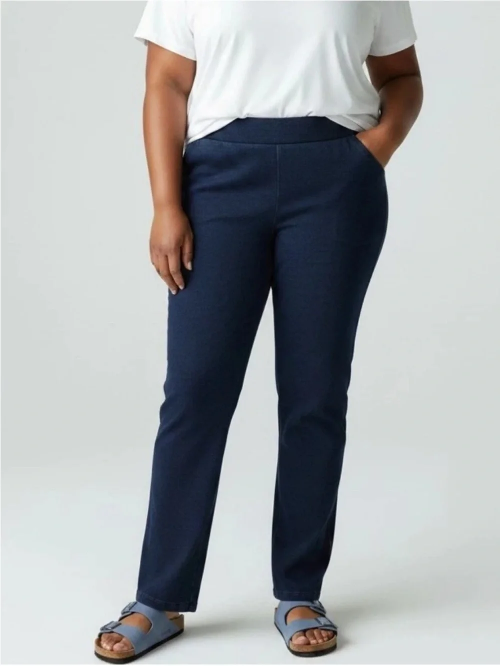PURE J JILL Blue Indigo Pull On Slim Leg Comfort Stretch Cotton Jeans Women’s XL